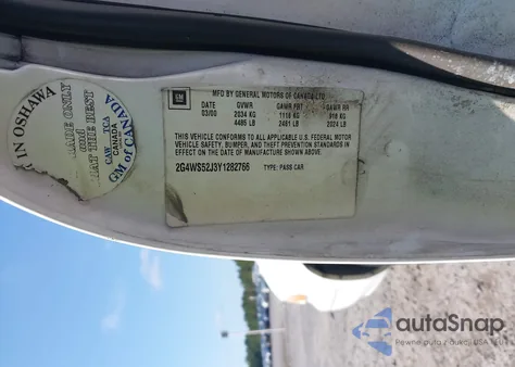 2000 Buick Century Custom из США, поврежденный, VIN 2G4WS52J3Y1282766